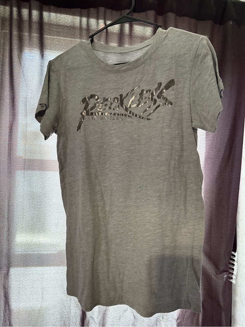 Gray Graphic T-Shirt with Metallic Logo